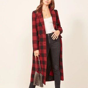 Reformation Middlebury Plaid Coat, Medium